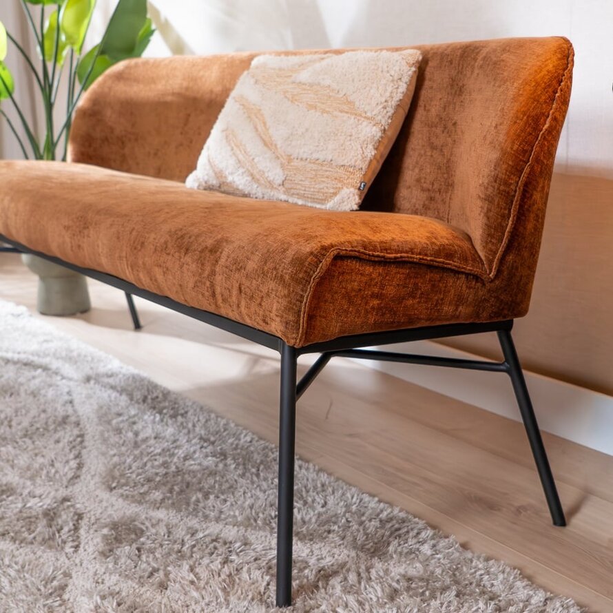 Eetkamerbank Momo chenille koper 220 cm