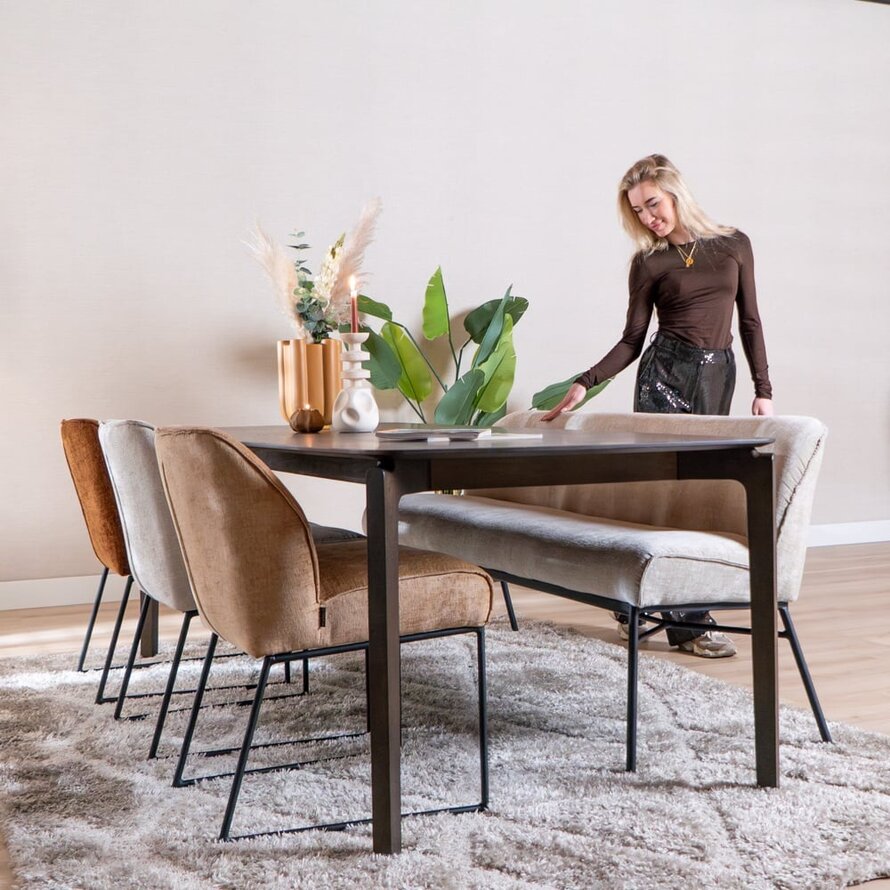 Eetkamerbank Momo chenille sand 220 cm