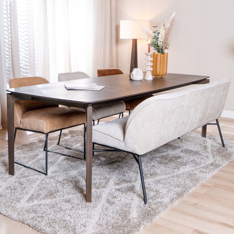 Eetkamerbank Momo chenille sand 220 cm