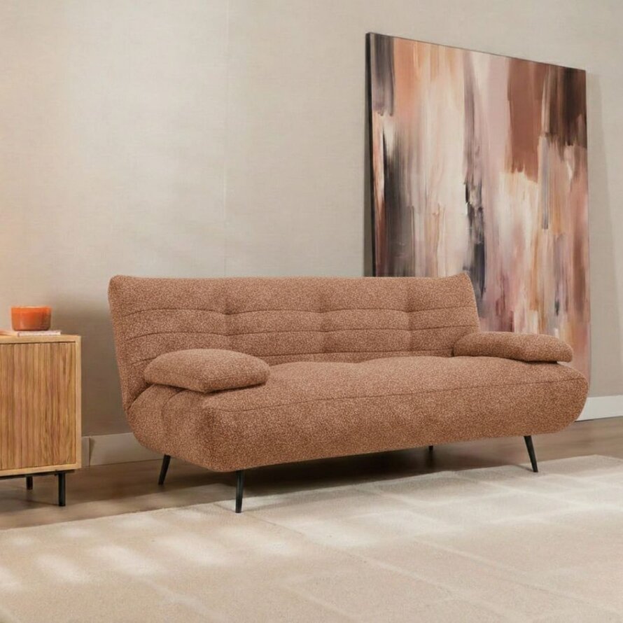 Slaapbank 1 persoons Mira terracotta bouclé mélange