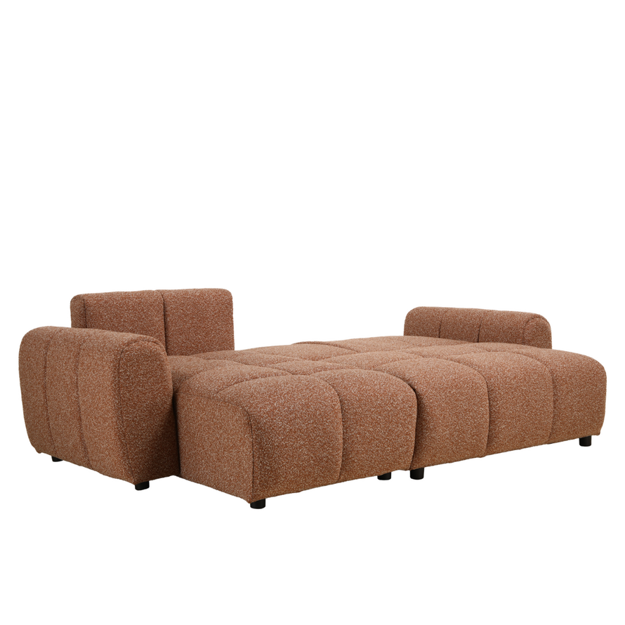 Slaapbank 2 persoons Inka terracotta bouclé mélange links/rechts