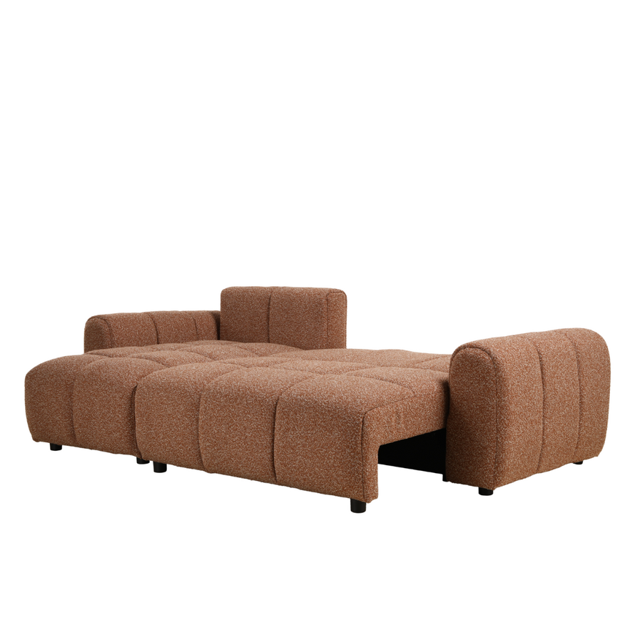 Slaapbank 2 persoons Inka terracotta bouclé mélange links/rechts