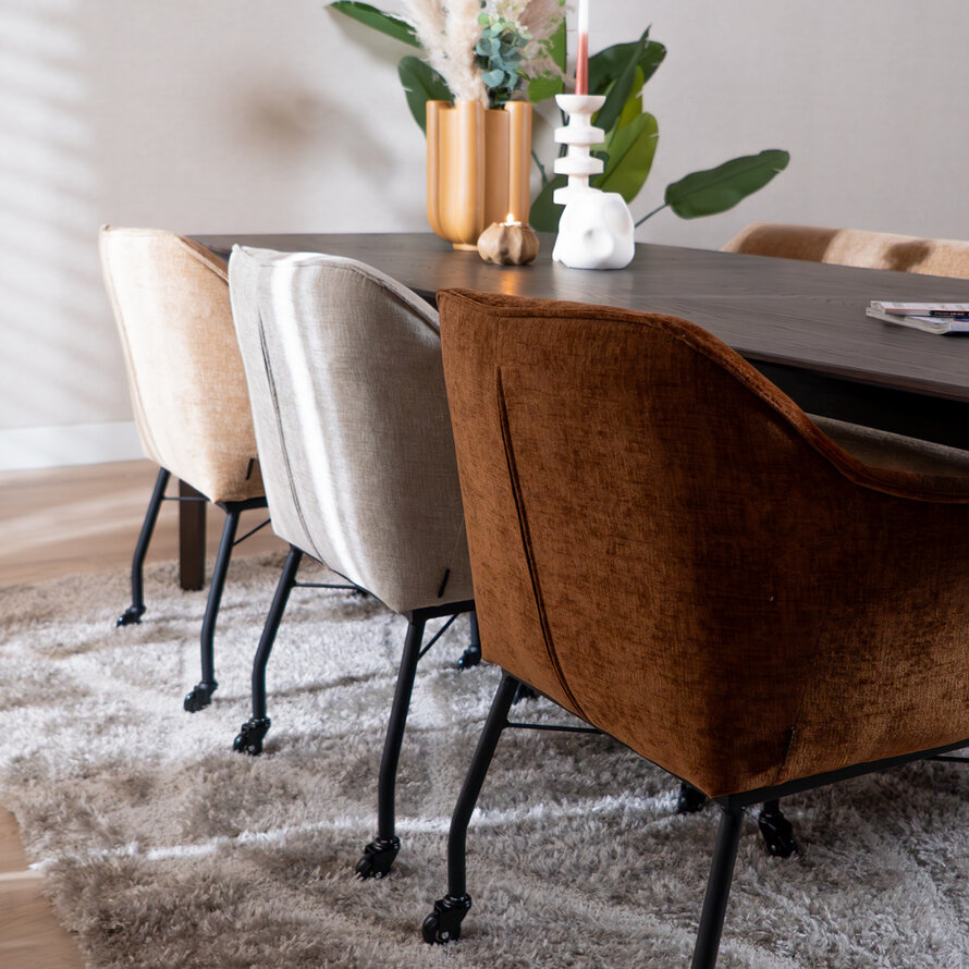 Stoel met wieltjes Enzo chenille koper