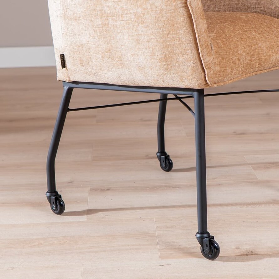 Stoel met wieltjes Enzo chenille peach