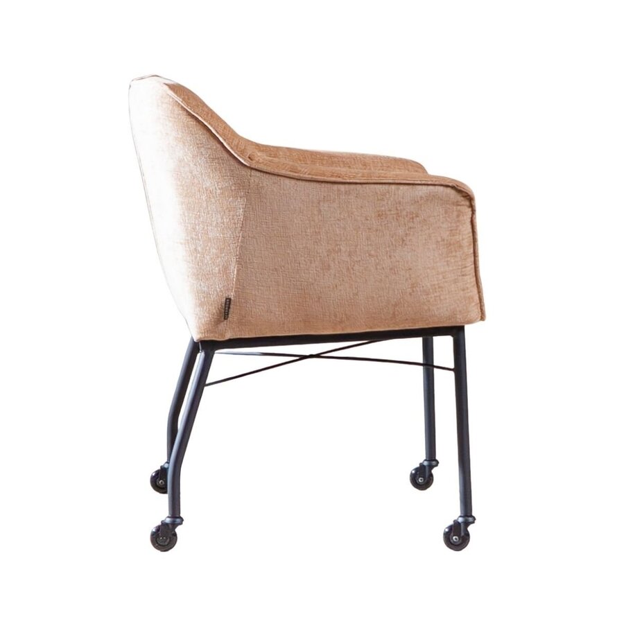 Stoel met wieltjes Enzo chenille peach