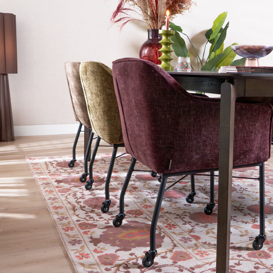 Stoel met wieltjes Enzo chenille paars