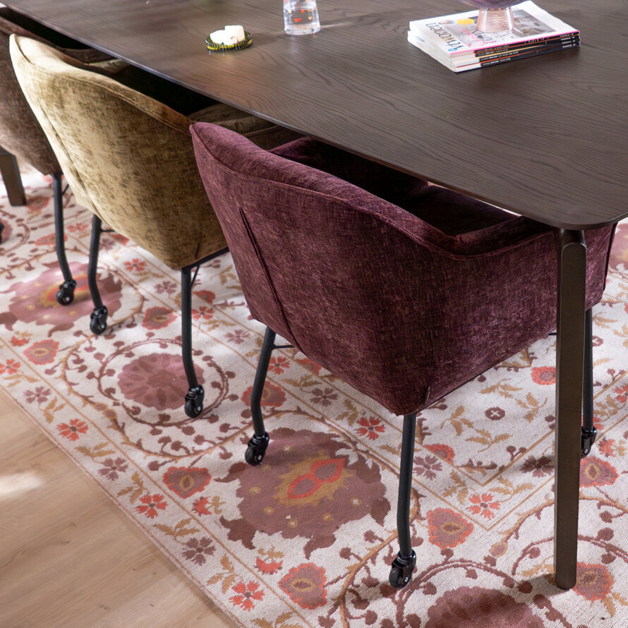 Stoel met wieltjes Enzo chenille paars