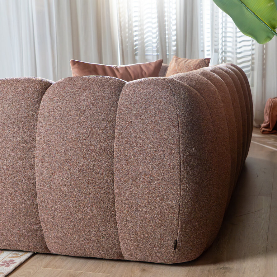 3-zitsbank Luca rood/roze bouclé