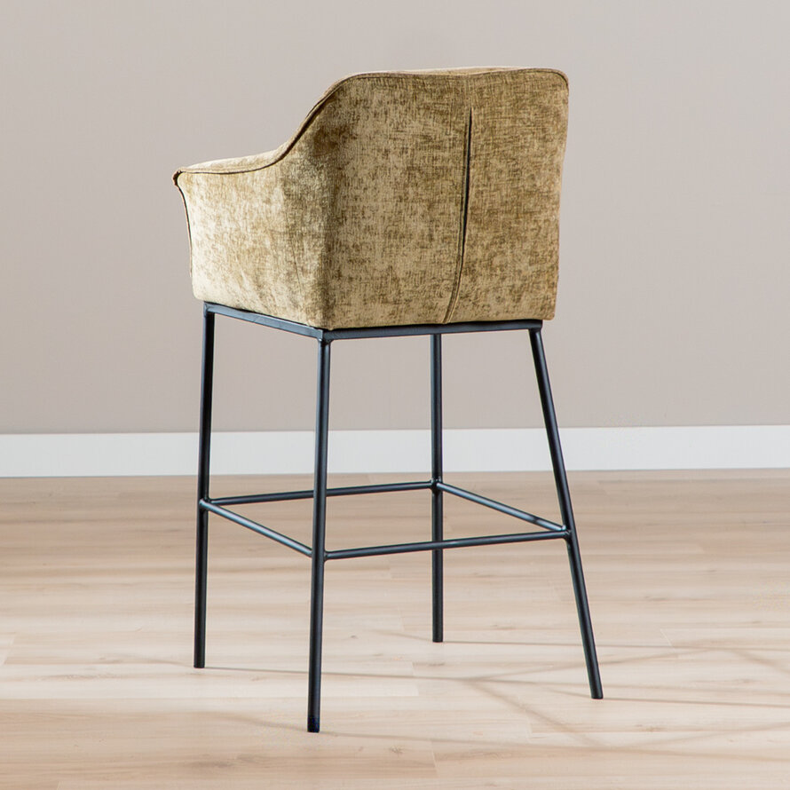 Barkruk Nubo chenille olijfgroen 85 cm