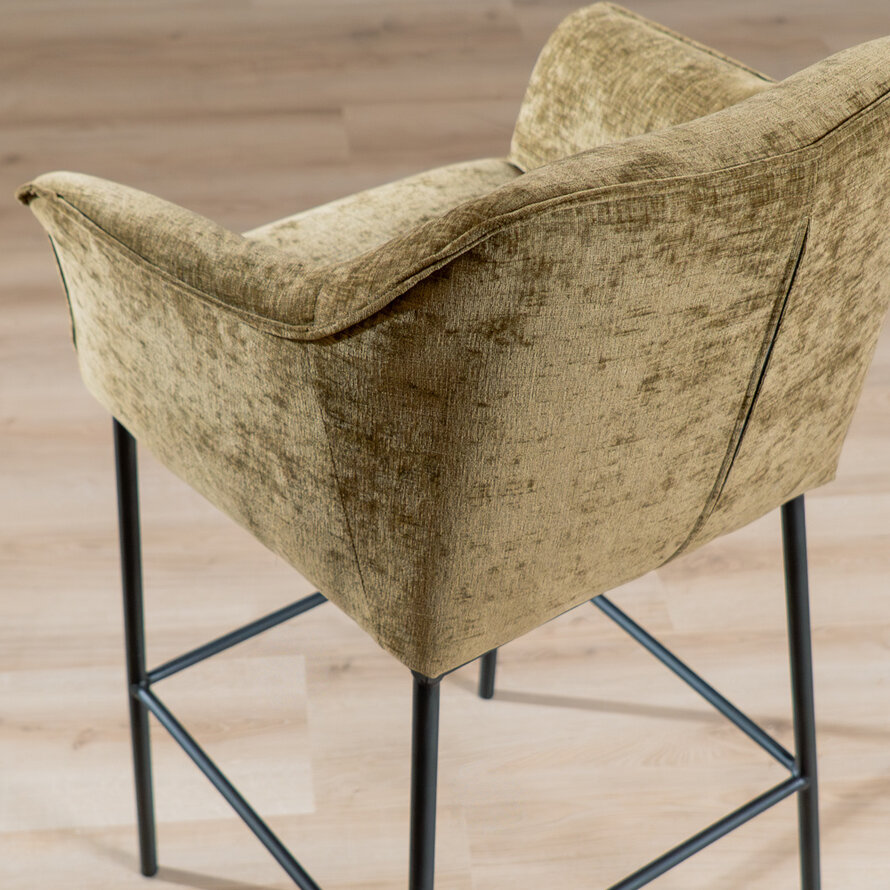 Barkruk Nubo chenille olijfgroen 85 cm