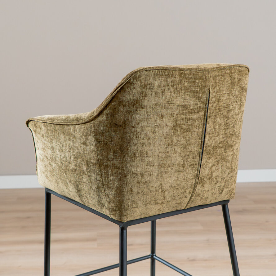 Barkruk Nubo chenille olijfgroen 85 cm