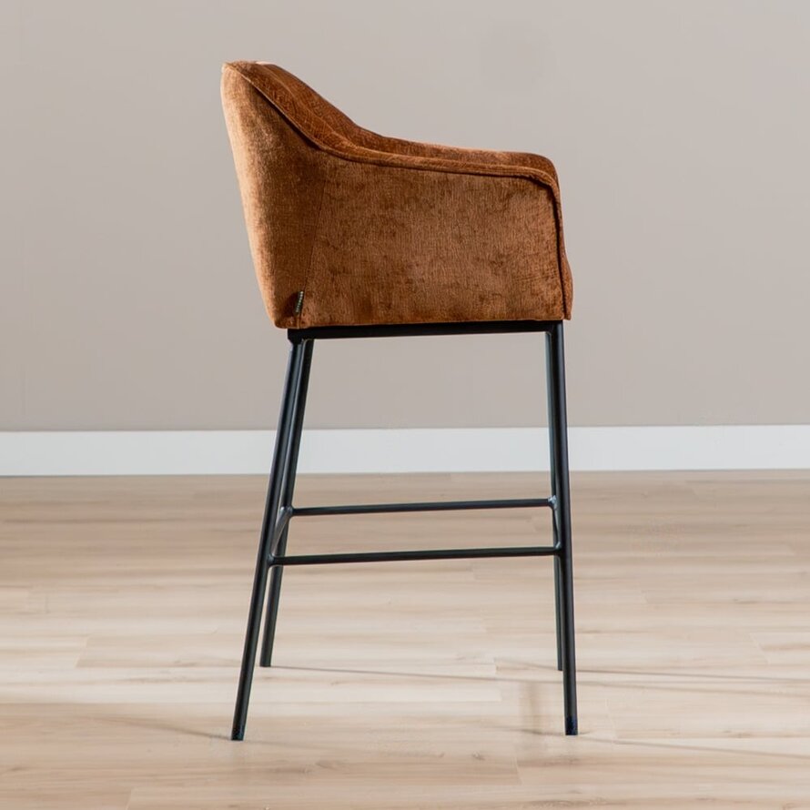 Barkruk Nubo chenille koper 85 cm