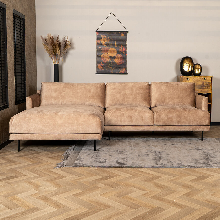 Hoekbank links Denver taupe velvet