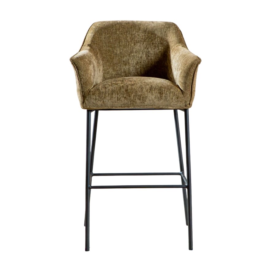 Barkruk Nubo chenille olijfgroen 85 cm