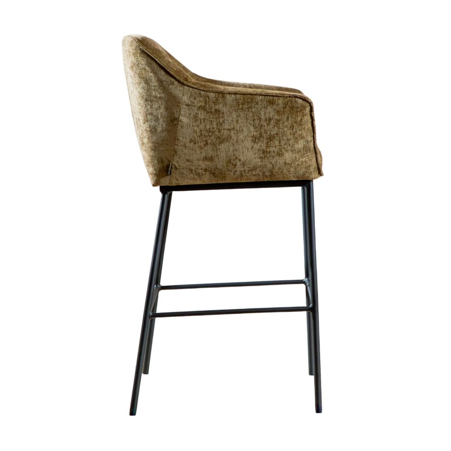 Barkruk Nubo chenille olijfgroen 85 cm