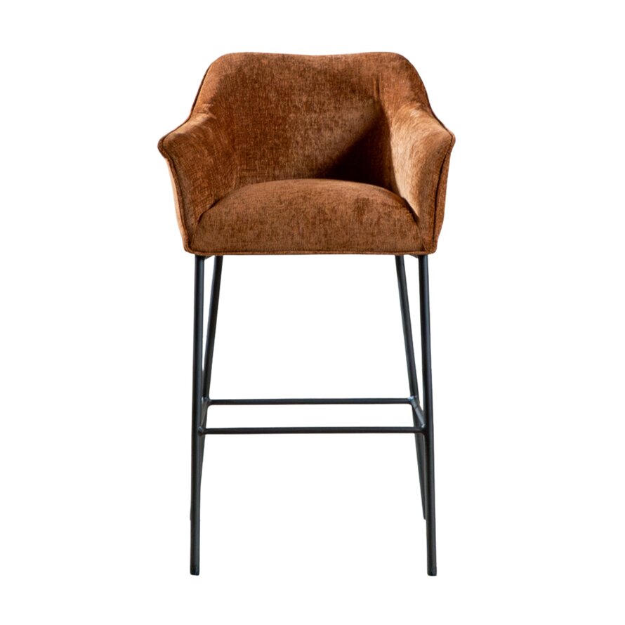 Barkruk Nubo chenille koper 85 cm