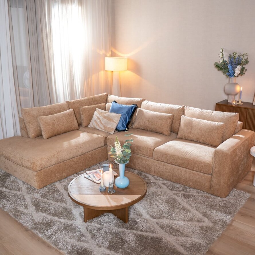 Hoekbank Kyle chenille peach links