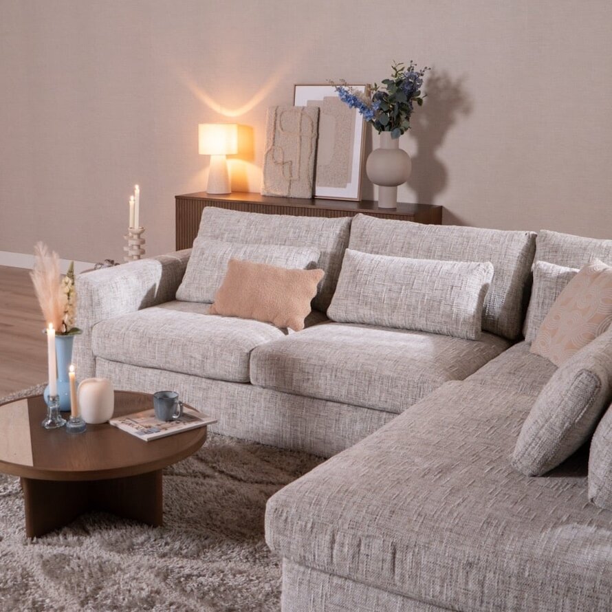 Hoekbank Kyle chenille sand grey rechts