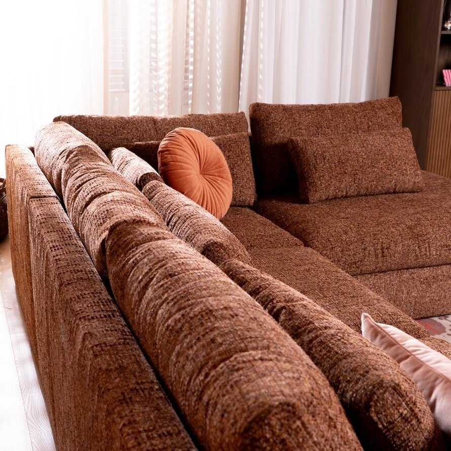 Hoekbank Kyle chenille rood rechts