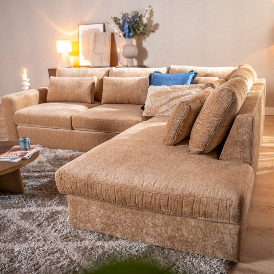 Hoekbank Kyle chenille peach rechts