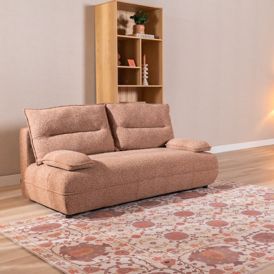 Slaapbank 2 persoons Jona terracotta bouclé mélange