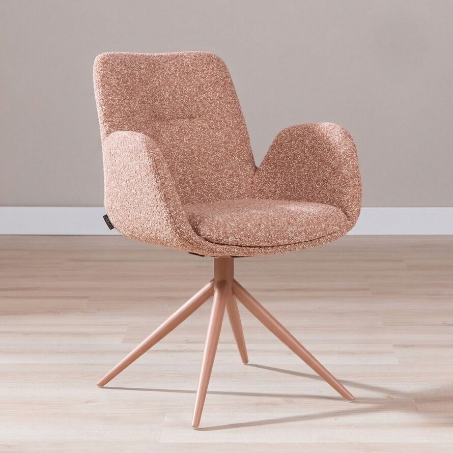 Stoel Alex draaibaar bouclé terracotta