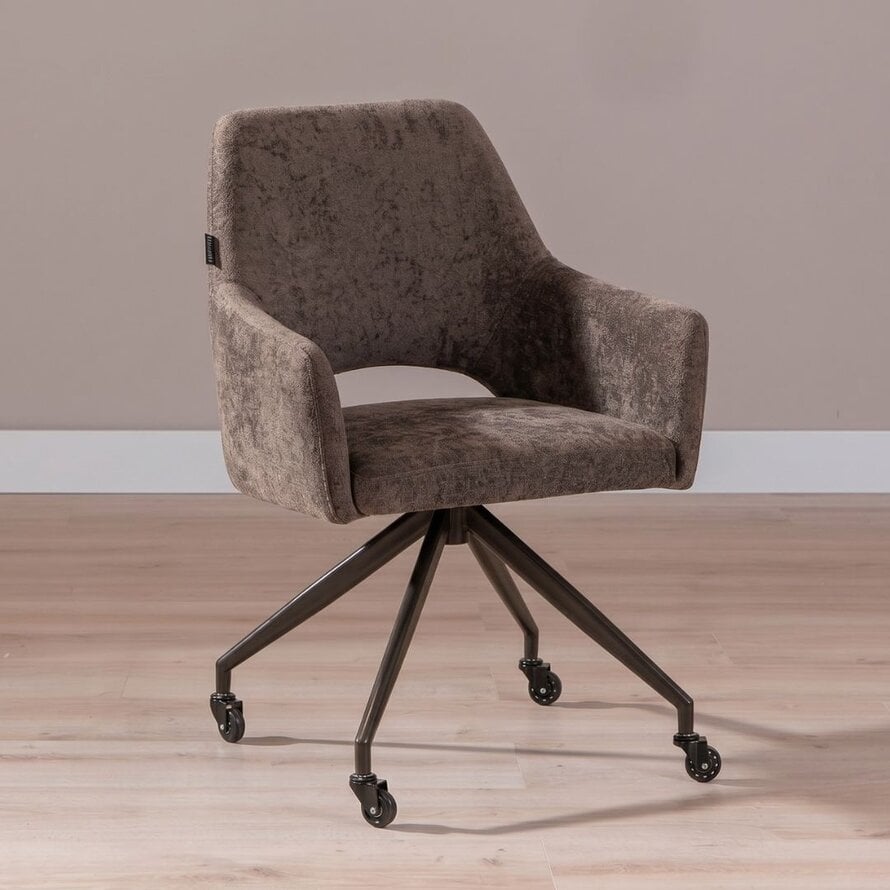Stoel met wieltjes Mexx velvet bruin