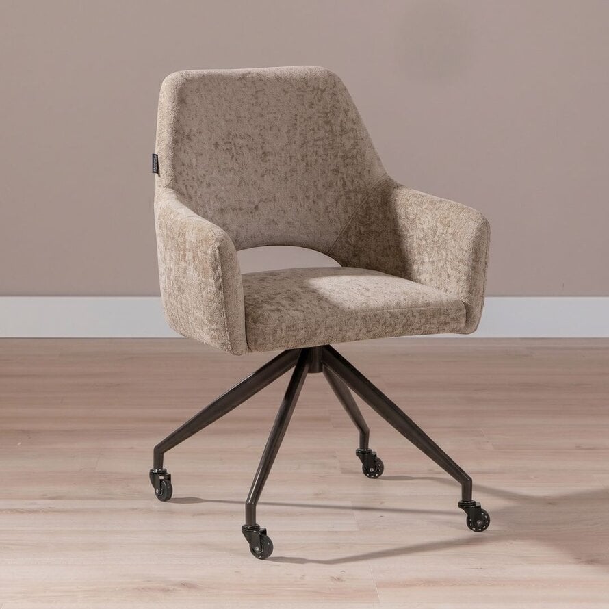 Stoel met wieltjes Mexx velvet taupe