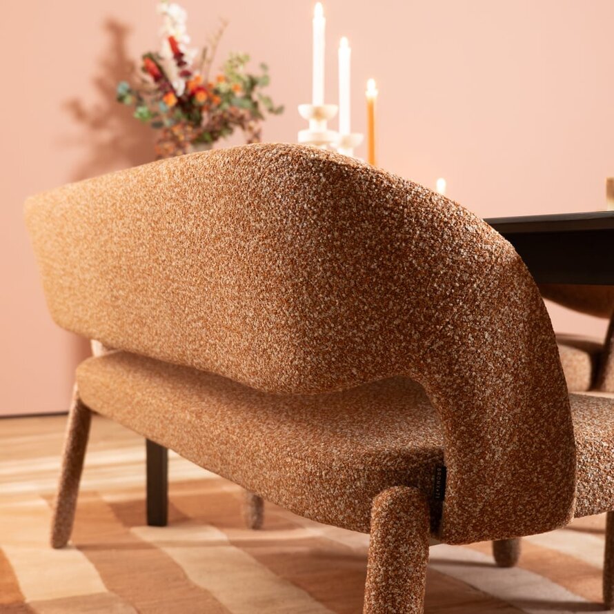 Eetkamerbank June bouclé terracotta 160 cm