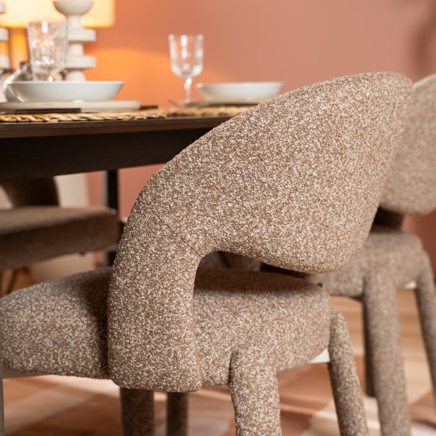 Stoel Dean bouclé bruin