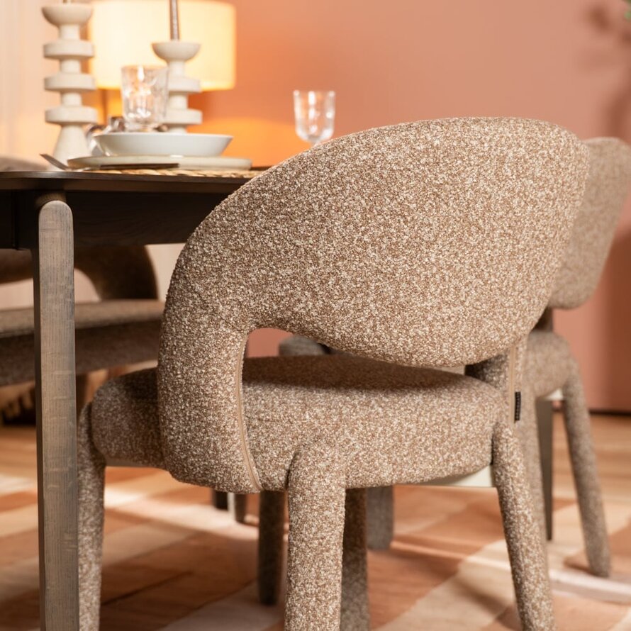 Stoel Dean bouclé bruin