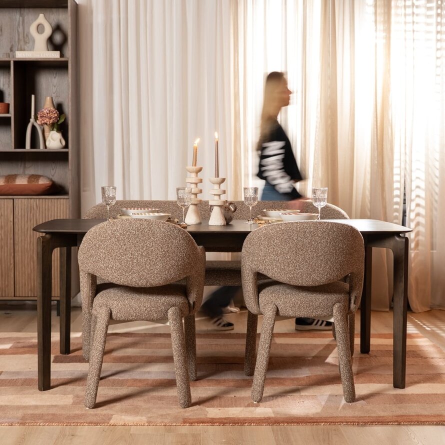 Stoel Dean bouclé bruin