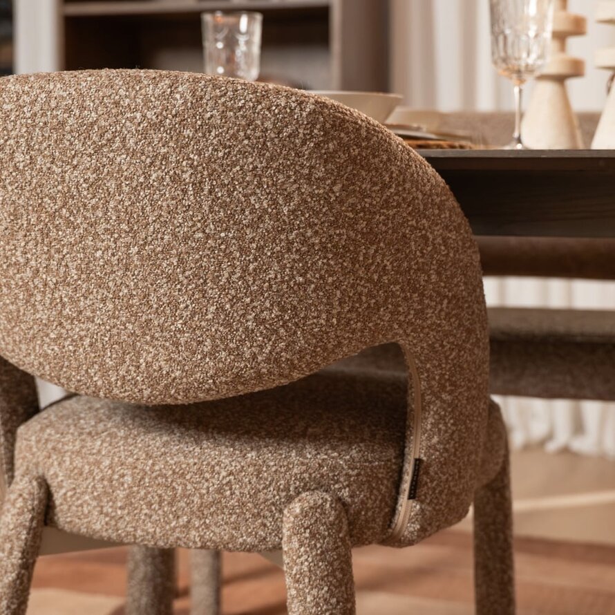 Stoel Dean bouclé bruin