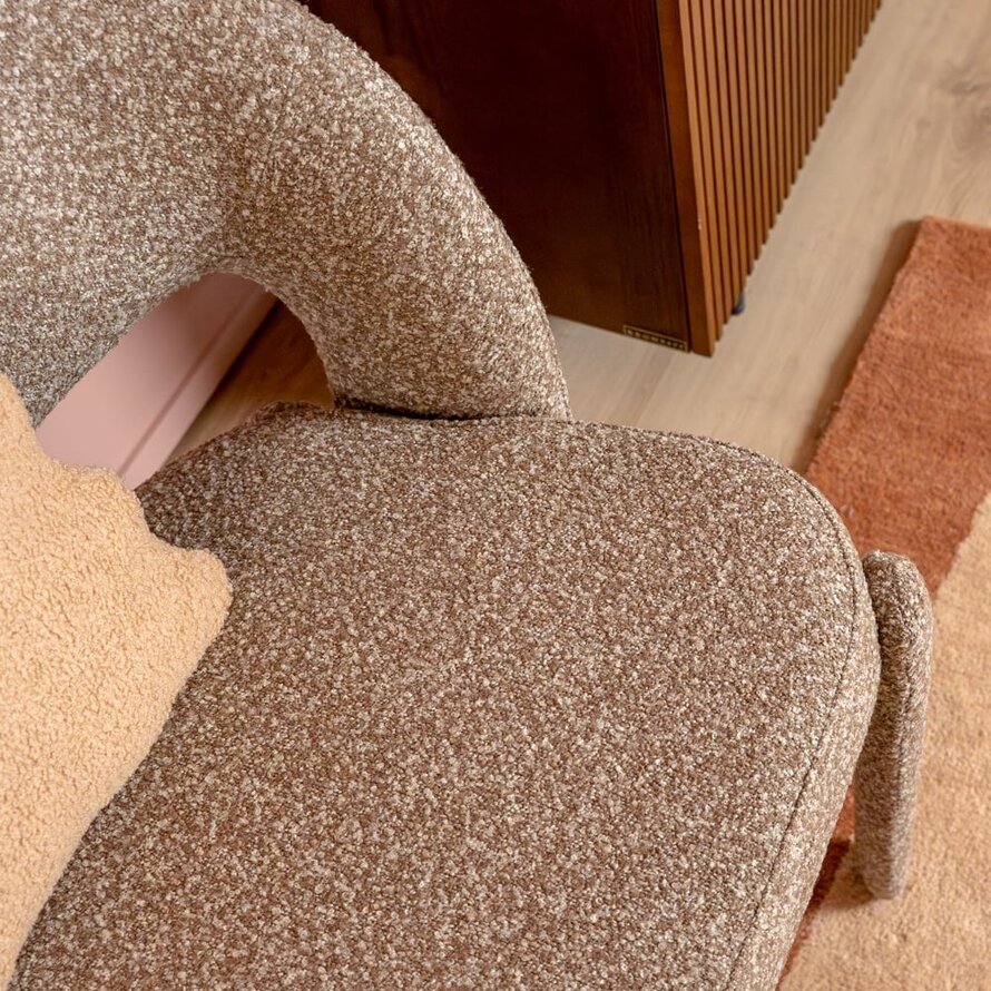 Eetkamerbank June bouclé bruin 160 cm