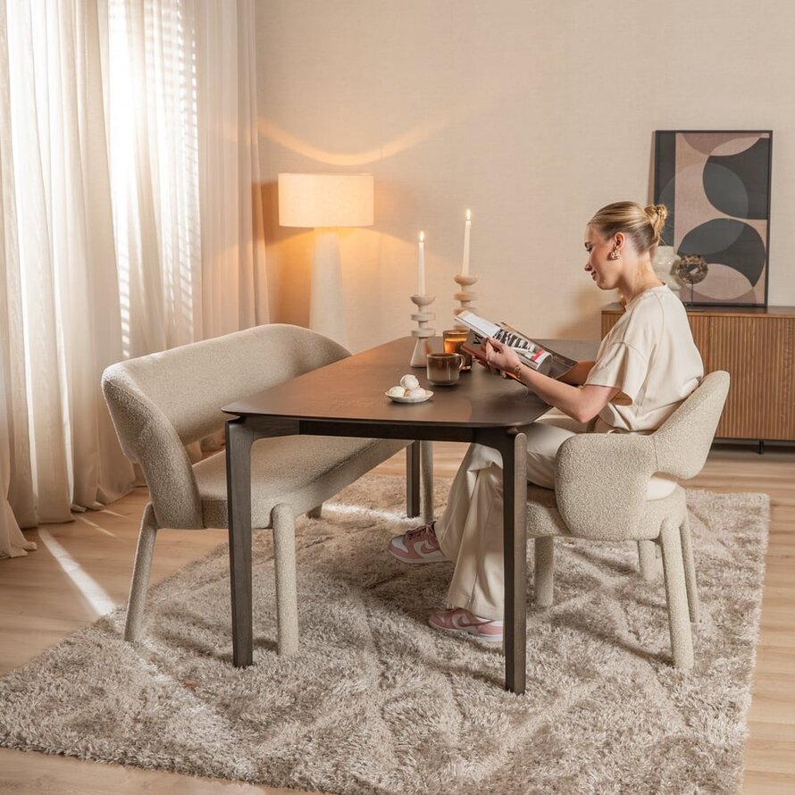 Stoel June bouclé taupe