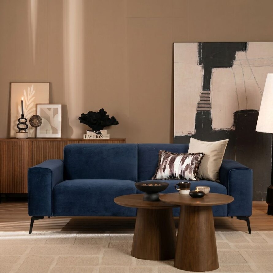 2,5 zits Vegas bank donkerblauw velvet