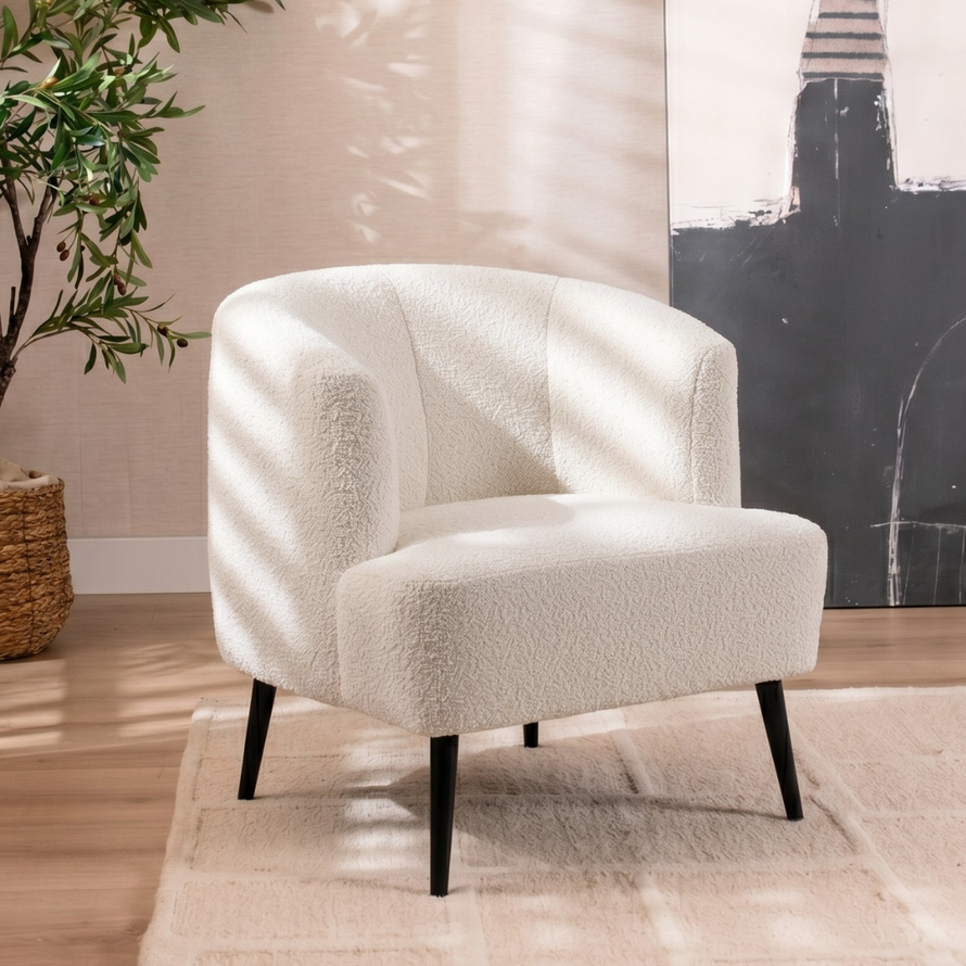 Fauteuil Nora wit bouclé