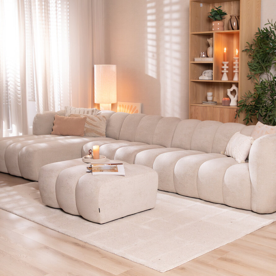 Hoekbank XL links Luca chenille beige