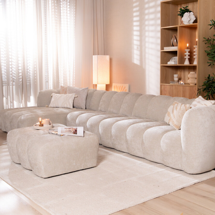 Hoekbank XL links Luca chenille sand
