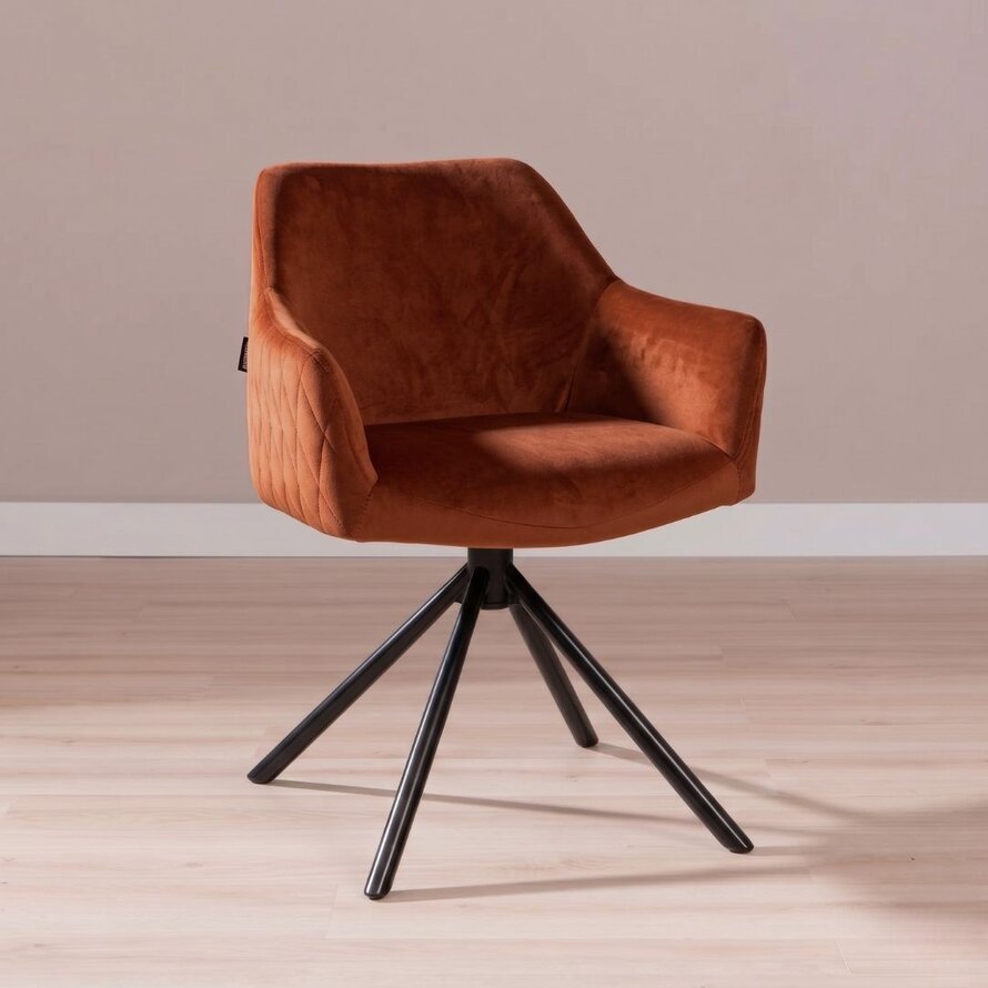 Draaibare stoel Furtado koper velvet