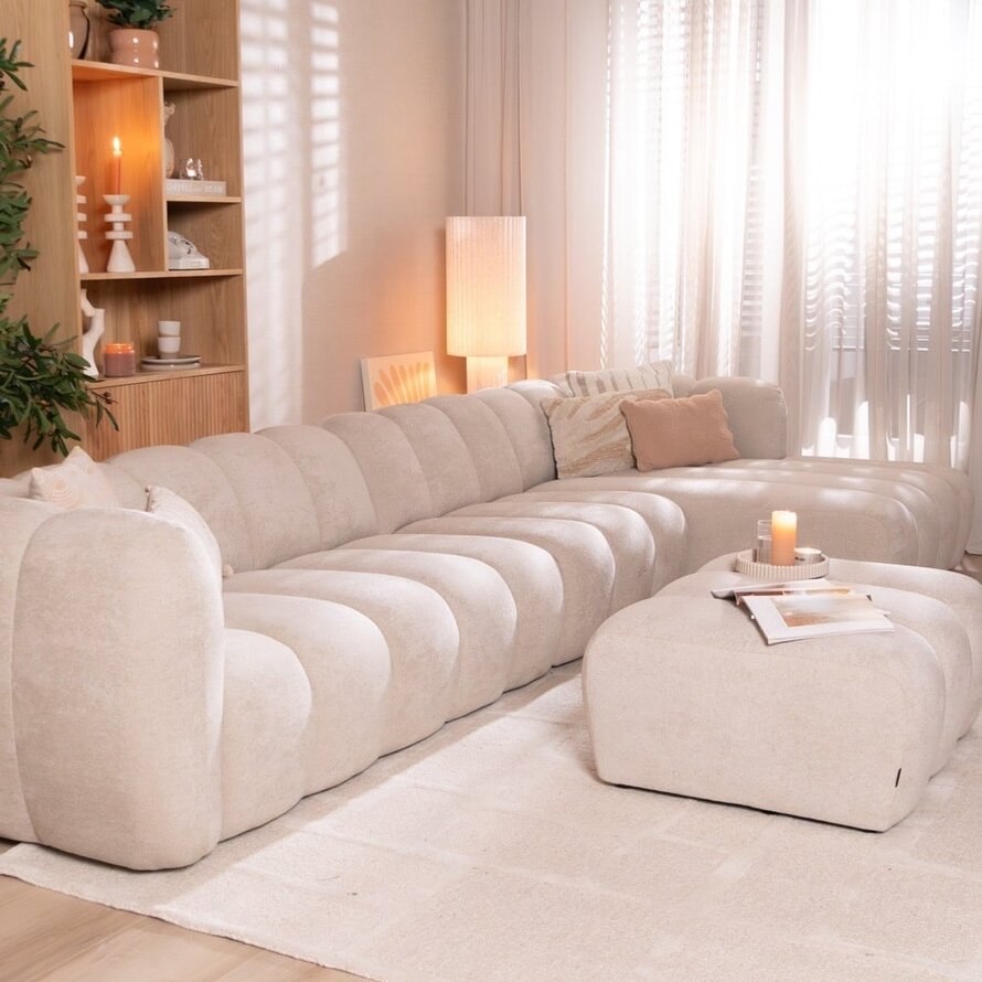 Hoekbank XL rechts Luca chenille beige