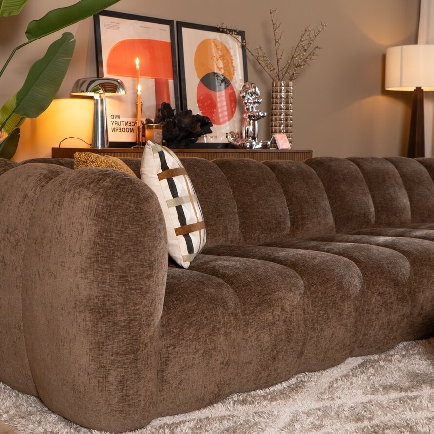 Hoekbank XL rechts Luca chenille mocha
