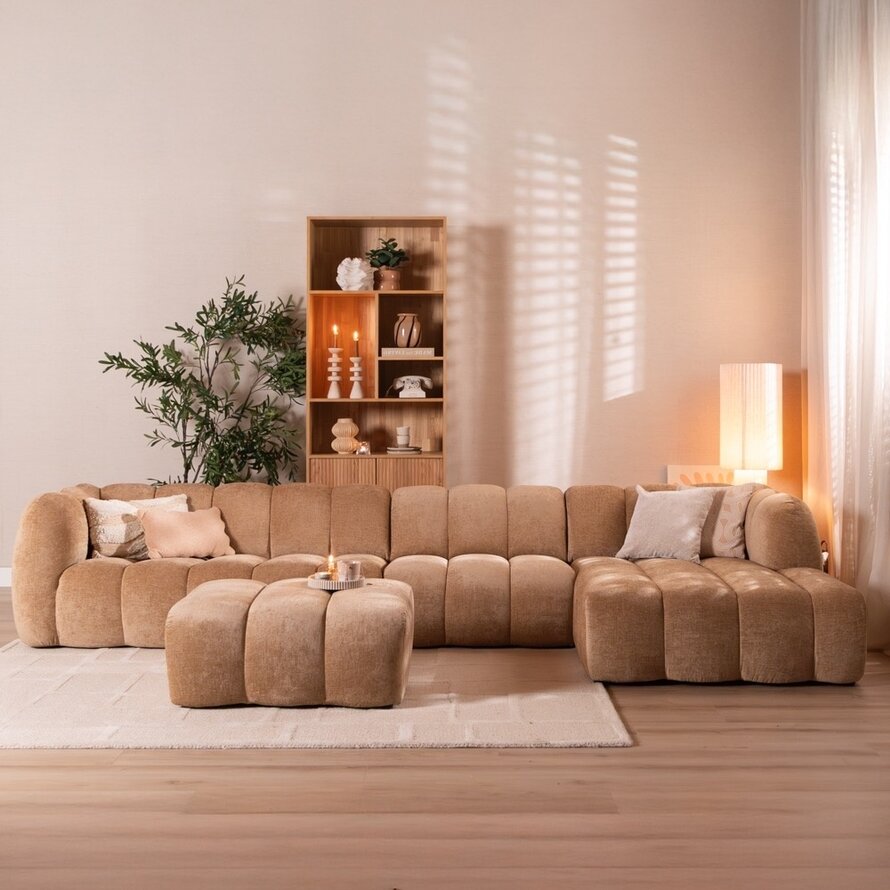 Hoekbank XL rechts Luca chenille peach