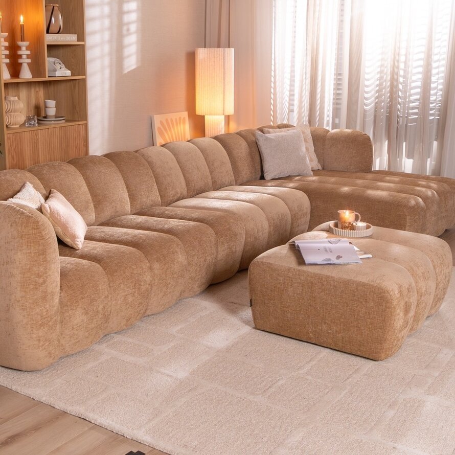 Hoekbank XL rechts Luca chenille peach
