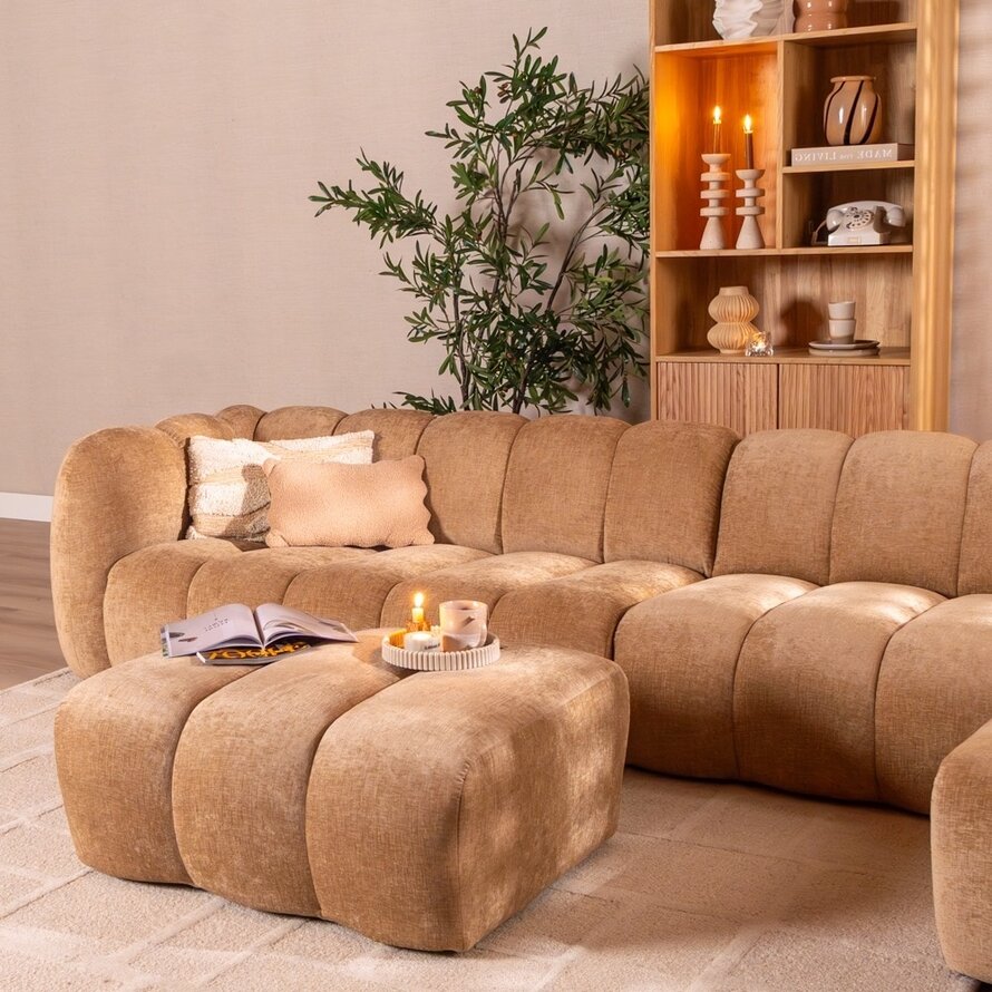 Hoekbank XL rechts Luca chenille peach