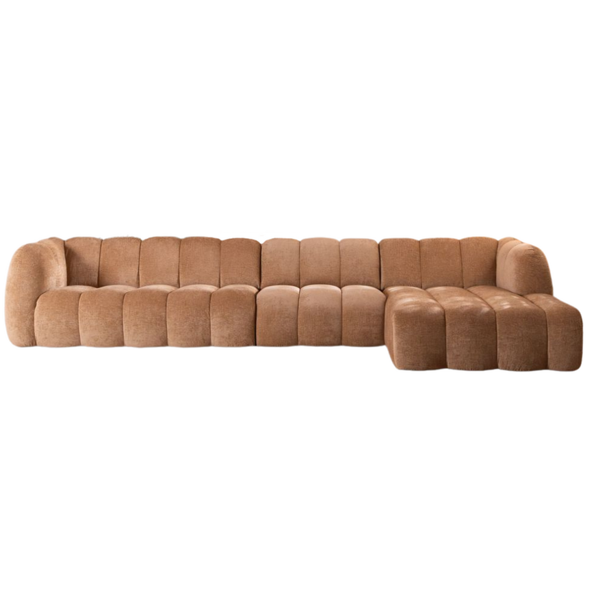 Hoekbank XL rechts Luca chenille peach