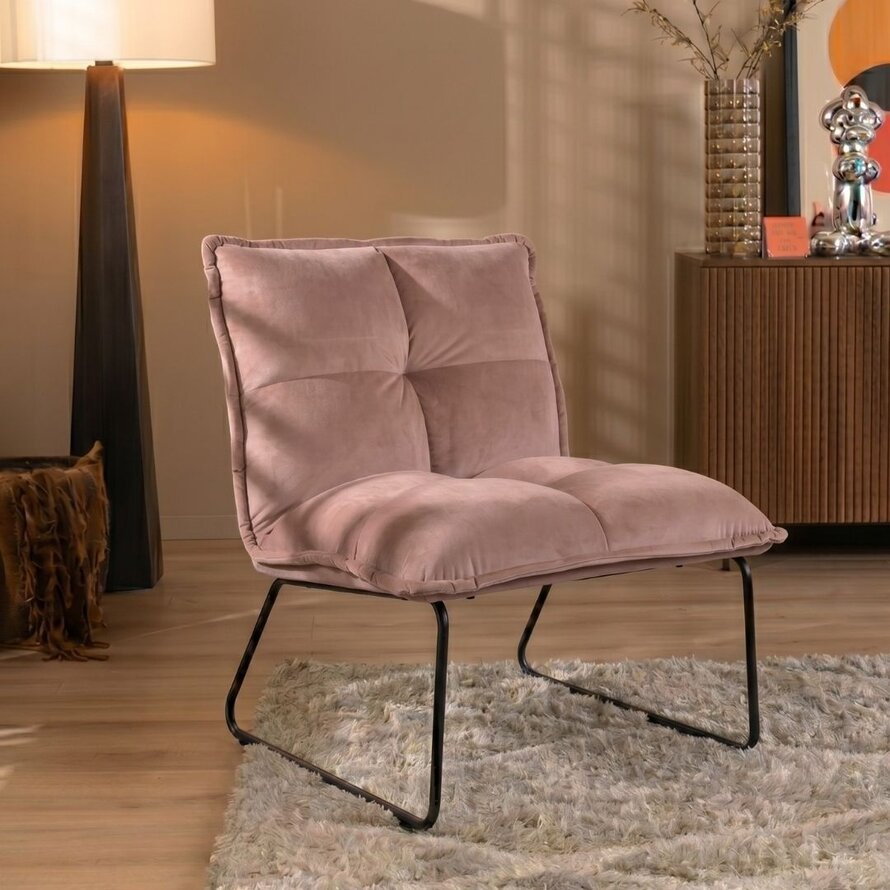 Fauteuil Malaga roze velvet