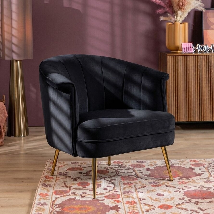 Fauteuil Amy zwart velvet