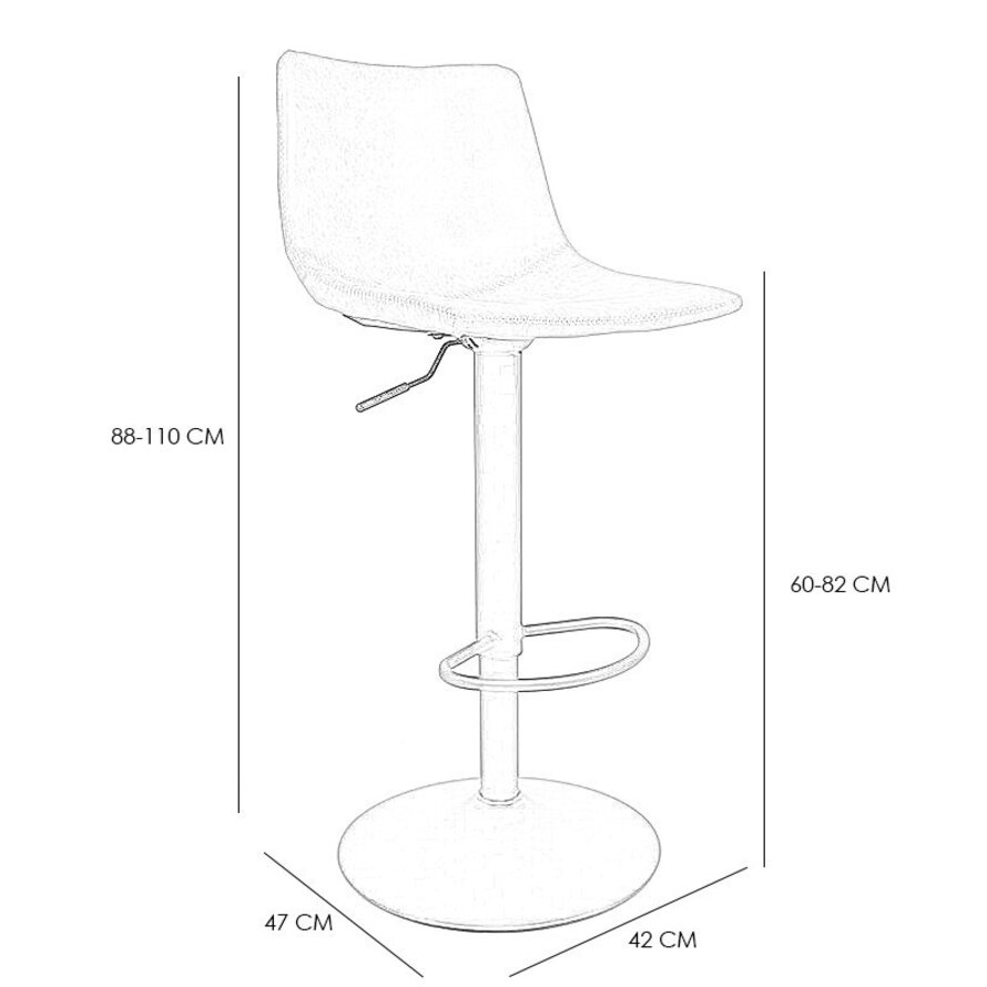 Barkruk Texas olijfgroen leer 60-76 cm
