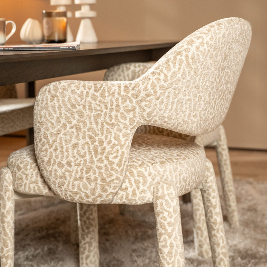 Stoel Leo taupe leopard